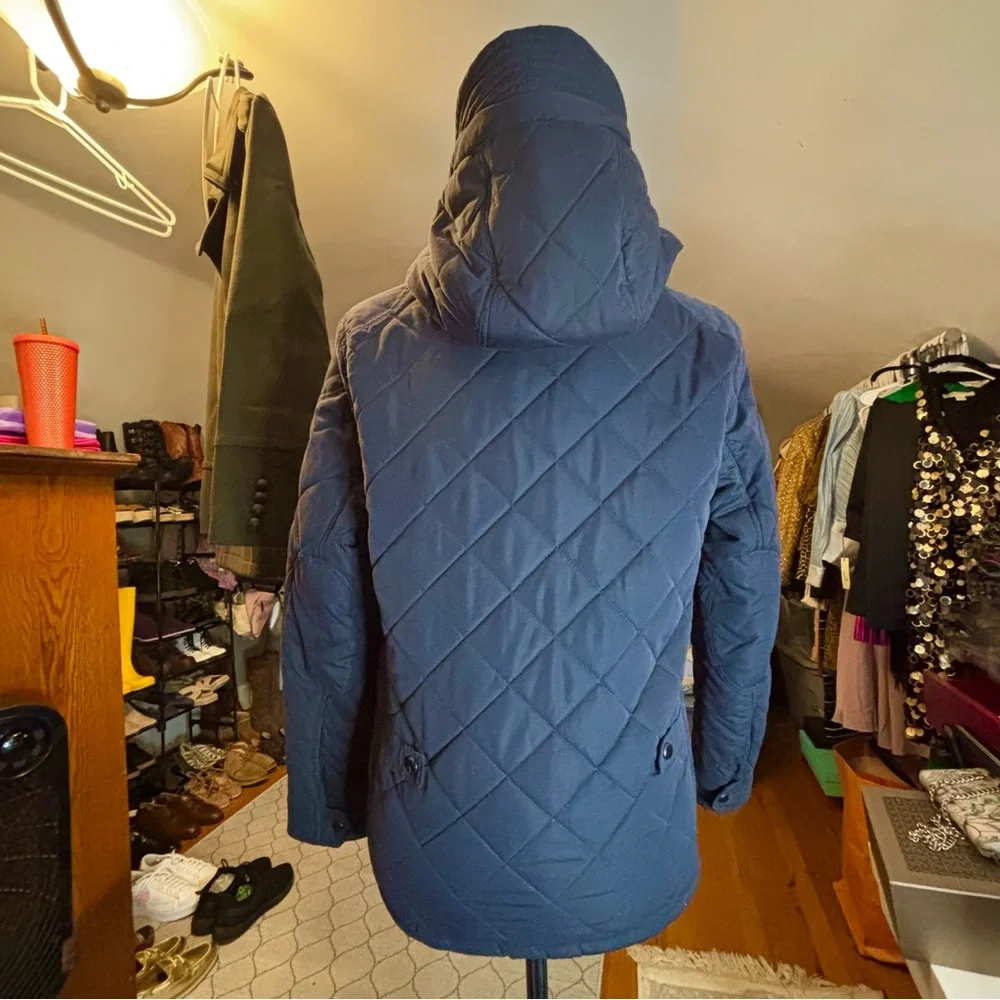 Zara Boys Quilted Hooded Coat Navy Jacket Size 11/12